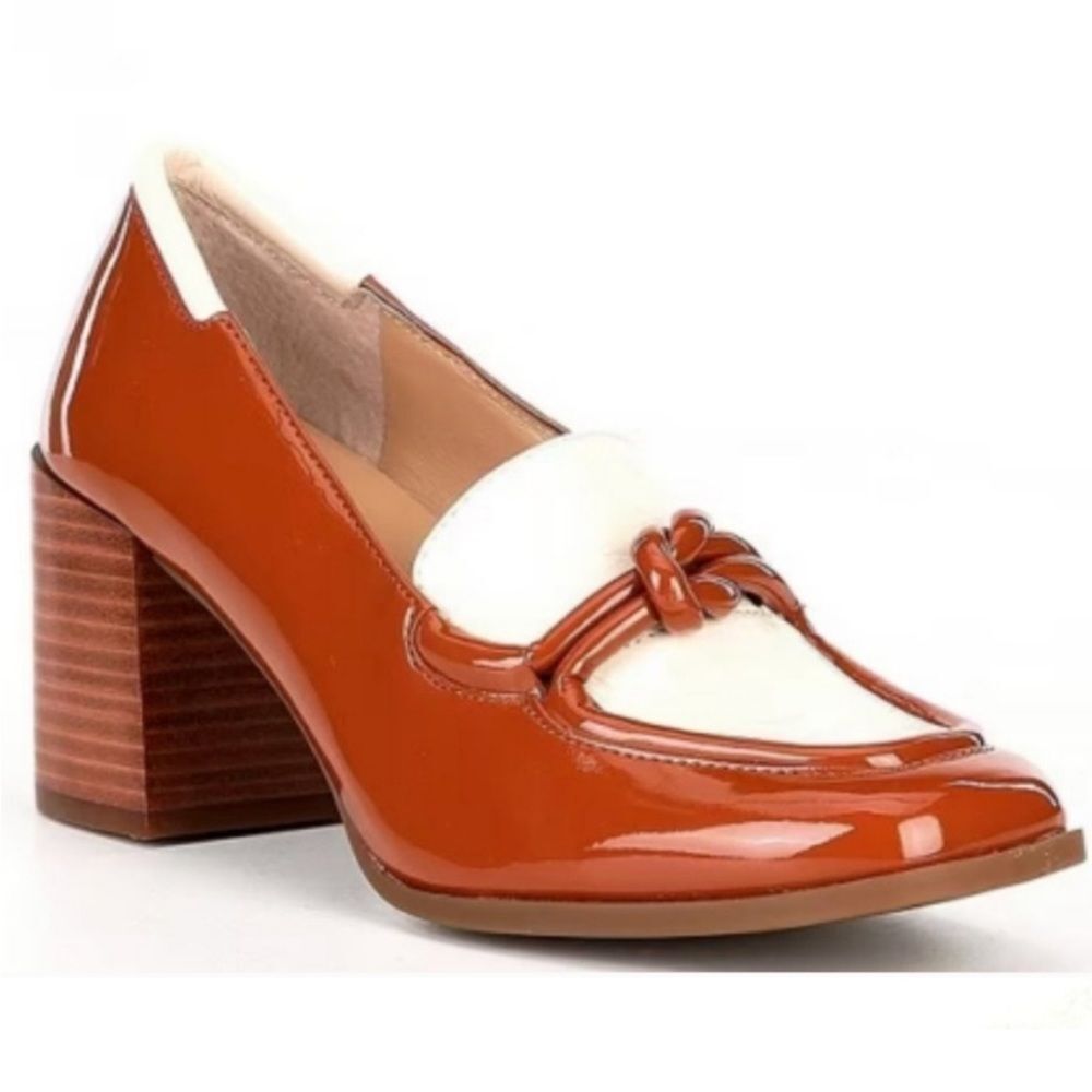 ANTONIO MELANI Brown and White Block Heel Loafers